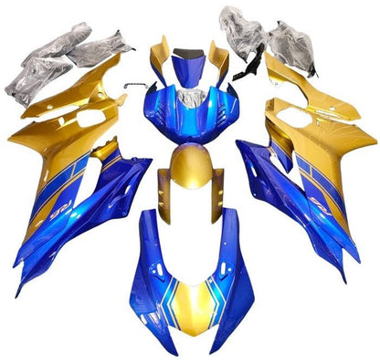 Yamaha R6 Fairings (2017-2022) Blue, Gold at KingsMotorcycleFairings.com.
