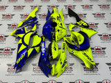 Yamaha R6 Fairings (2017-2022) Blue, Neon Yellow Rossi at KingsMotorcycleFairings.com