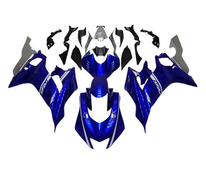 Yamaha R6 Fairings (2017-2022) Blue, Silver, White Stripe at KingsMotorcycleFairings.com