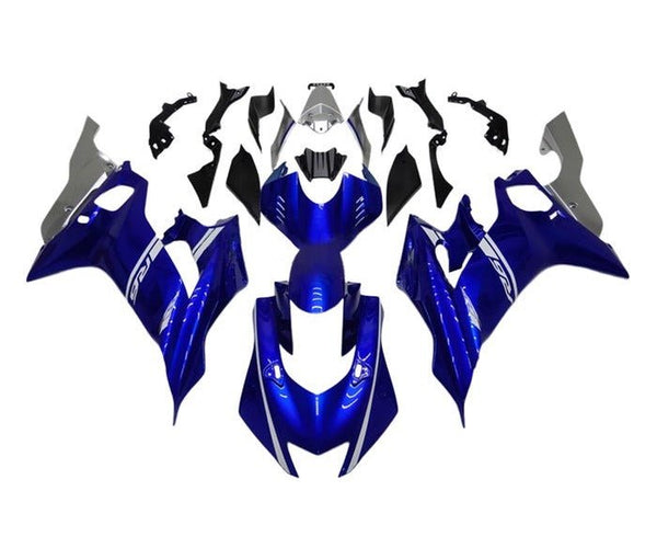 Yamaha R6 Fairings (2017-2022) Blue, Silver, White Stripe at KingsMotorcycleFairings.com