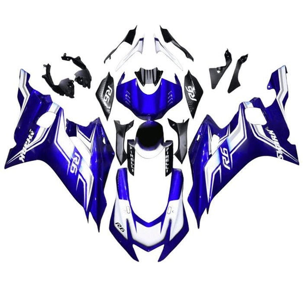 Yamaha R6 Fairings (2017-2022) Blue, White Pirelli at KingsMotorcycleFairings.com.