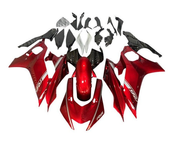 Yamaha R6 Fairings (2017-2022) Candy Red, Black, Silver Stripe at KingsMotorcycleFairings.com