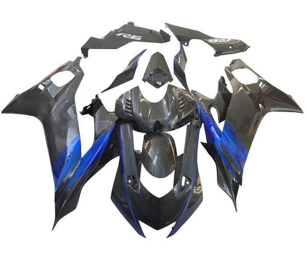 Yamaha R6 Fairings (2017-2022) Faux Carbon Fiber, Blue at KingsMotorcycleFairings.com