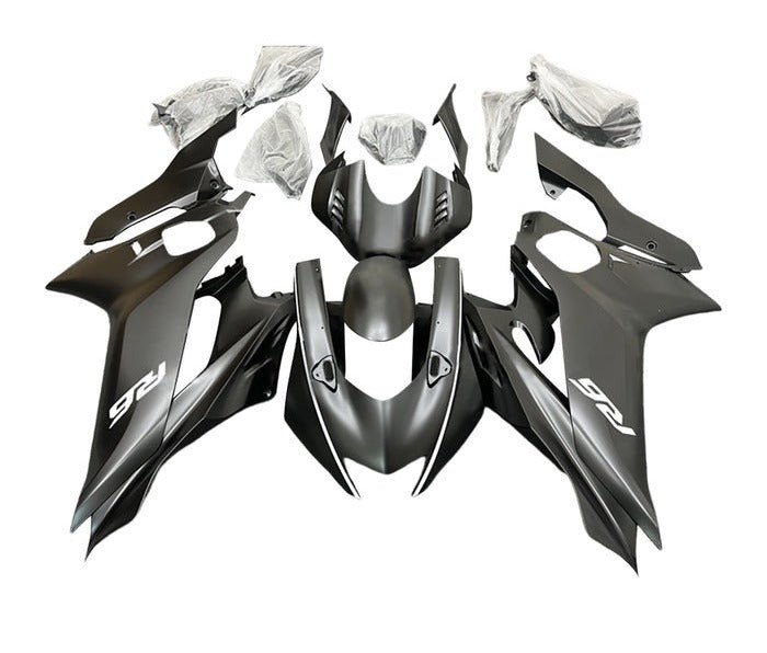 Yamaha R6 Fairings (2017-2022) Matte Black, White Stripe at KingsMotorcycleFairings.com