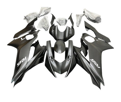 Yamaha R6 Fairings (2017-2022) Matte Black, White Stripe at KingsMotorcycleFairings.com