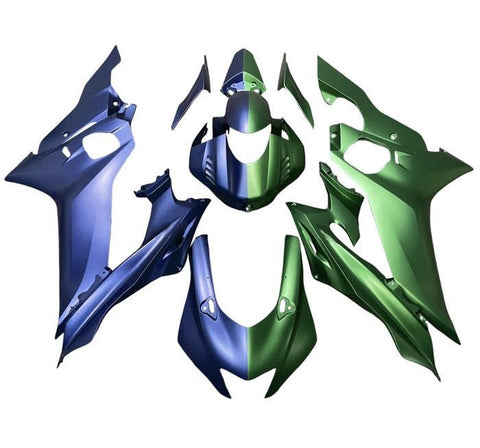 Yamaha R6 Fairings (2017-2022) Matte Blue, Matte Green Split at KingsMotorcycleFairings.com
