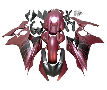Yamaha R6 Fairings (2017-2022) Matte Red Plum, Black at KingsMotorcycleFairings.com