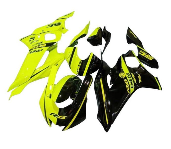 Yamaha R6 Fairings (2017-2022) Neon Yellow, Black Split at KingsMotorcycleFairings.com