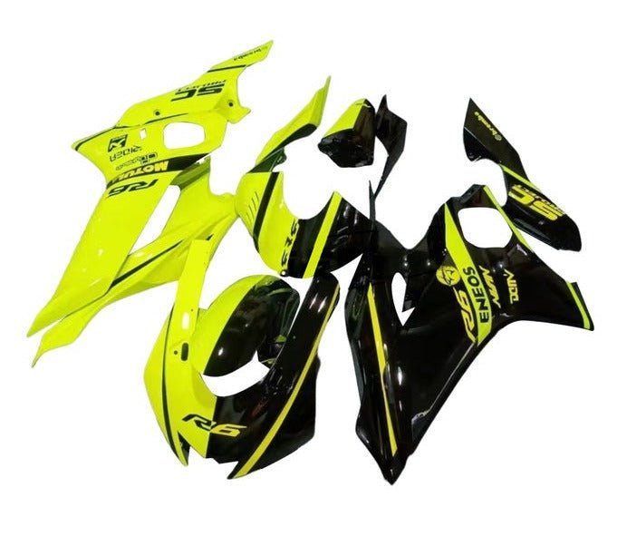 Yamaha YZF-R6 Fairings (2017-2022) Neon Yellow, Black Split at KingsMotorcycleFairings.com