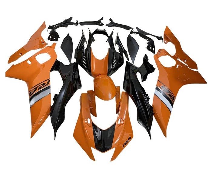 Yamaha R6 Fairings (2017-2022) Orange, Black, White Stripe at KingsMotorcycleFairings.com