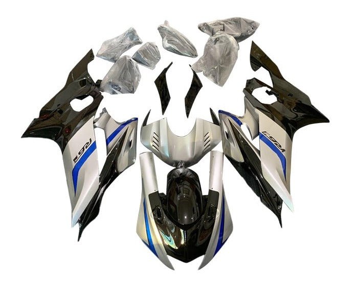Yamaha YZF-R6 Fairings (2017-2022) Silver, Black, Blue Stripe at KingsMotorcycleFairings.com