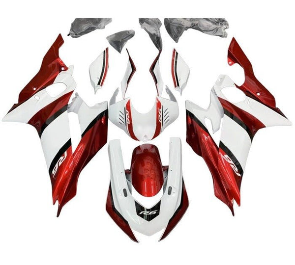 Yamaha R6 Fairings (2017-2022) White, Candy Red, Black Stripe at KingsMotorcycleFairings.com