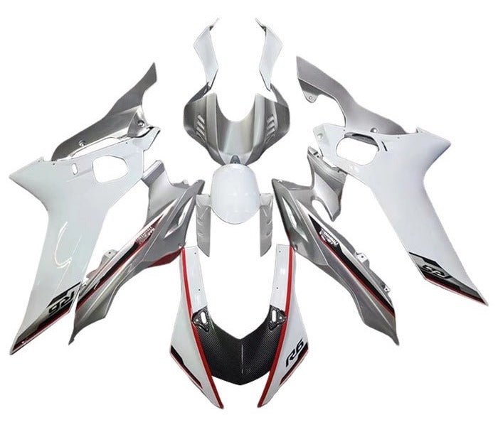 Yamaha YZF-6 Fairings (2017-2022) White, Silver, Red, Faux Carbon Fiber at KingsMotorcycleFairings.com
