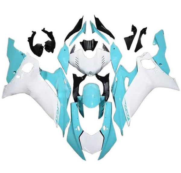 Yamaha R6 Fairings (2017-2022) White, Turquoise Blue at KingsMotorcycleFairings.com