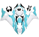 Yamaha YZF-R6 Fairings (2017-2022) White, Turquoise Blue at KingsMotorcycleFairings.com