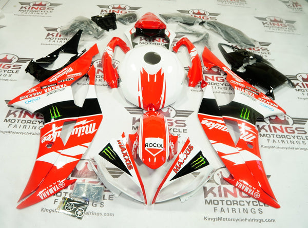 Yamaha YZF-R6 (2008-2016) Red, White Monster Fairings at KingsMotorcycleFairings.com