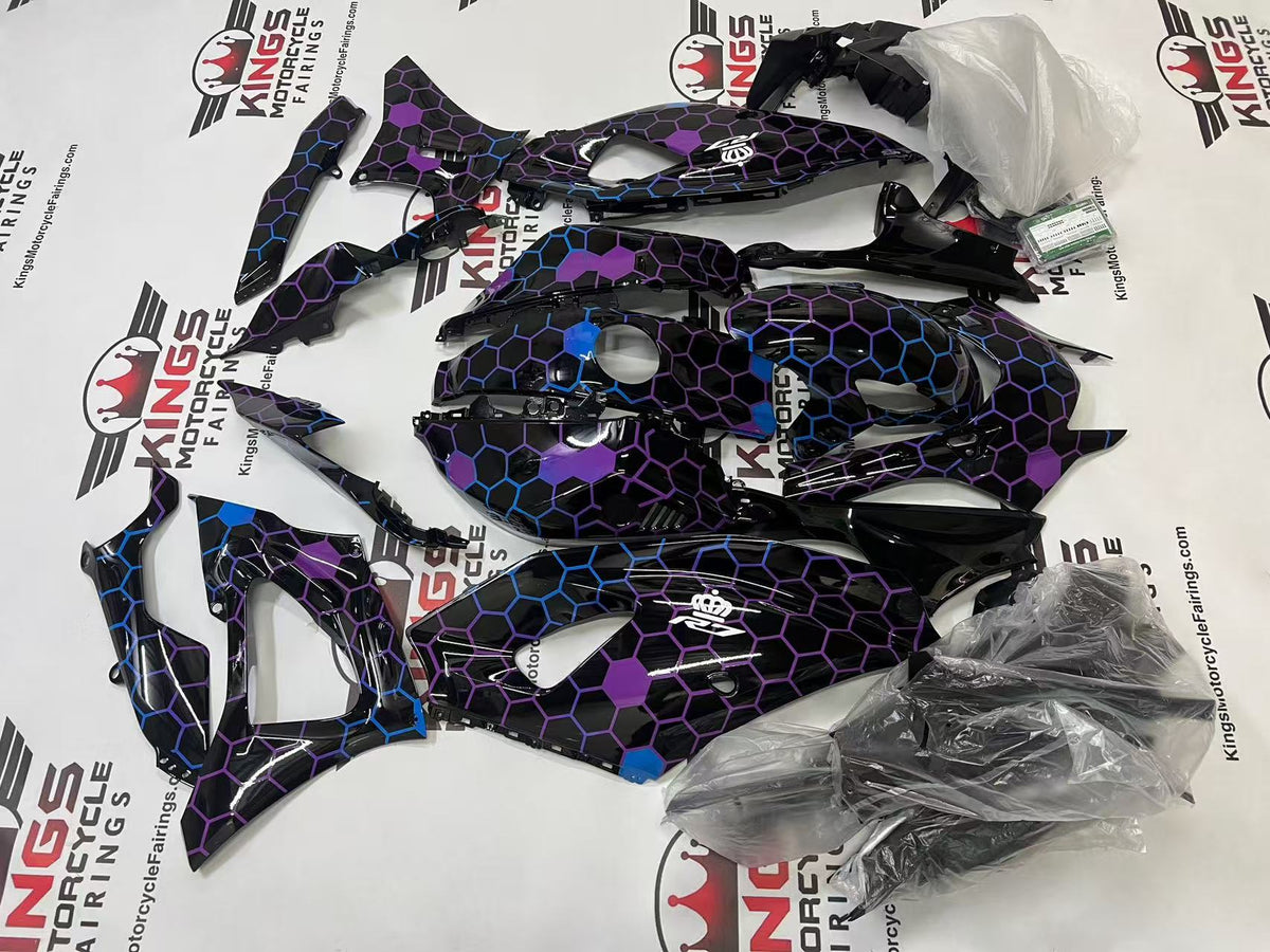 Yamaha R7 Fairing Kit (2021-2025) Black, Purple, Blue Honeycomb at KingsMotorcycleFairings.com