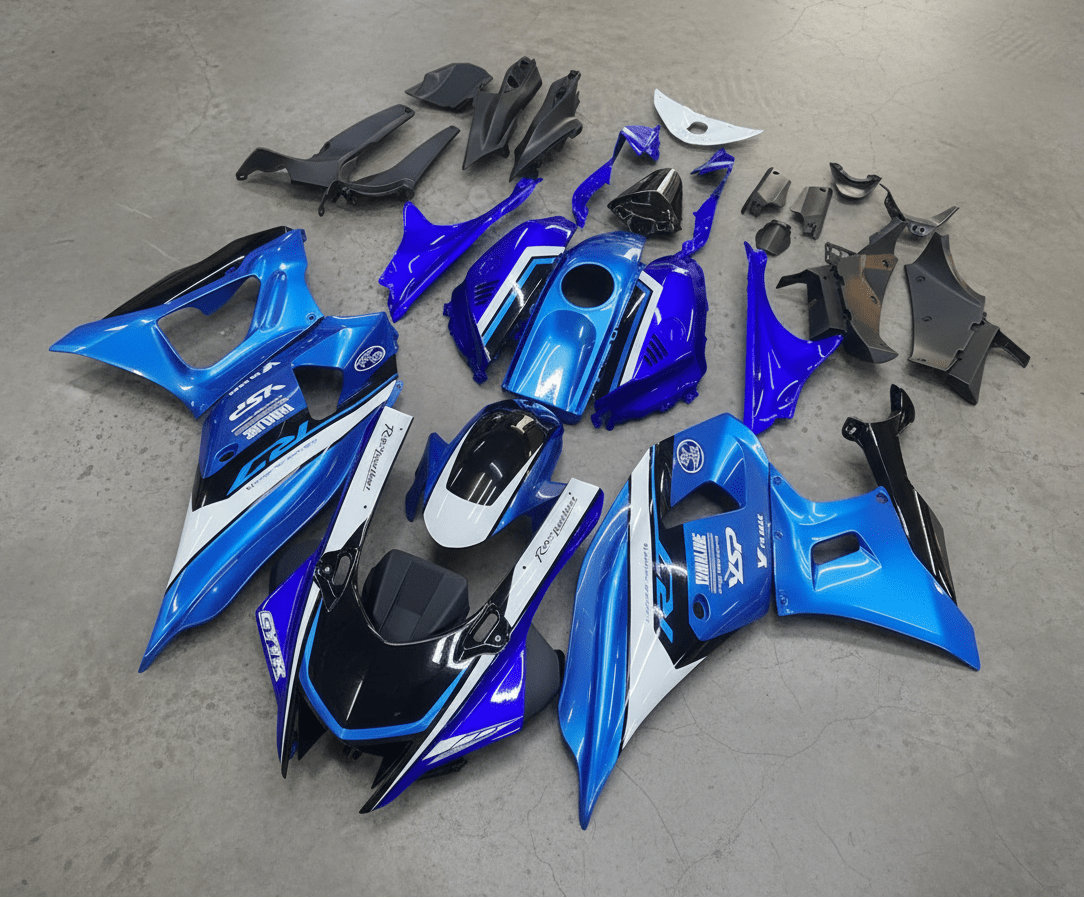 Blue R7 Fairings Yamaha R7 Fairings (2021-25) Blue, Light Blue, White, Black – Kings ...
