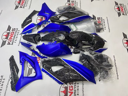 Yamaha R7 Fairing Kit (2021-2025) Faux Forged Carbon Fiber, Blue at KingsMotorcycleFairings.com