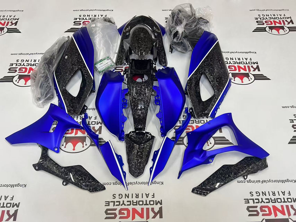 Yamaha R7 Fairing Kit (2021-2025) Faux Forged Carbon Fiber, Blue from KingsMotorcycleFairings.com