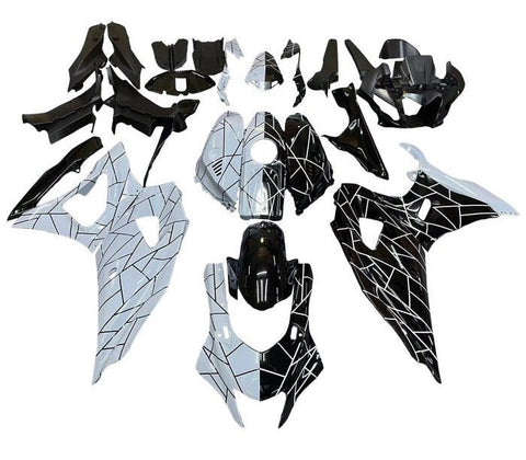 Yamaha R7 Fairings (2021-2024) White, Black, Split Stripe at KingMotorcycleFairings.com