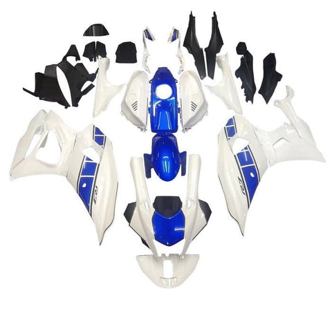 Yamaha R7 Fairings (2021-2024) White, Blue Stripe at KingMotorcycleFairings.com