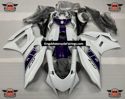 Yamaha R7 Fairings (2021-2024) White & Dark Purple at KingsMotorcycleFairings.com.