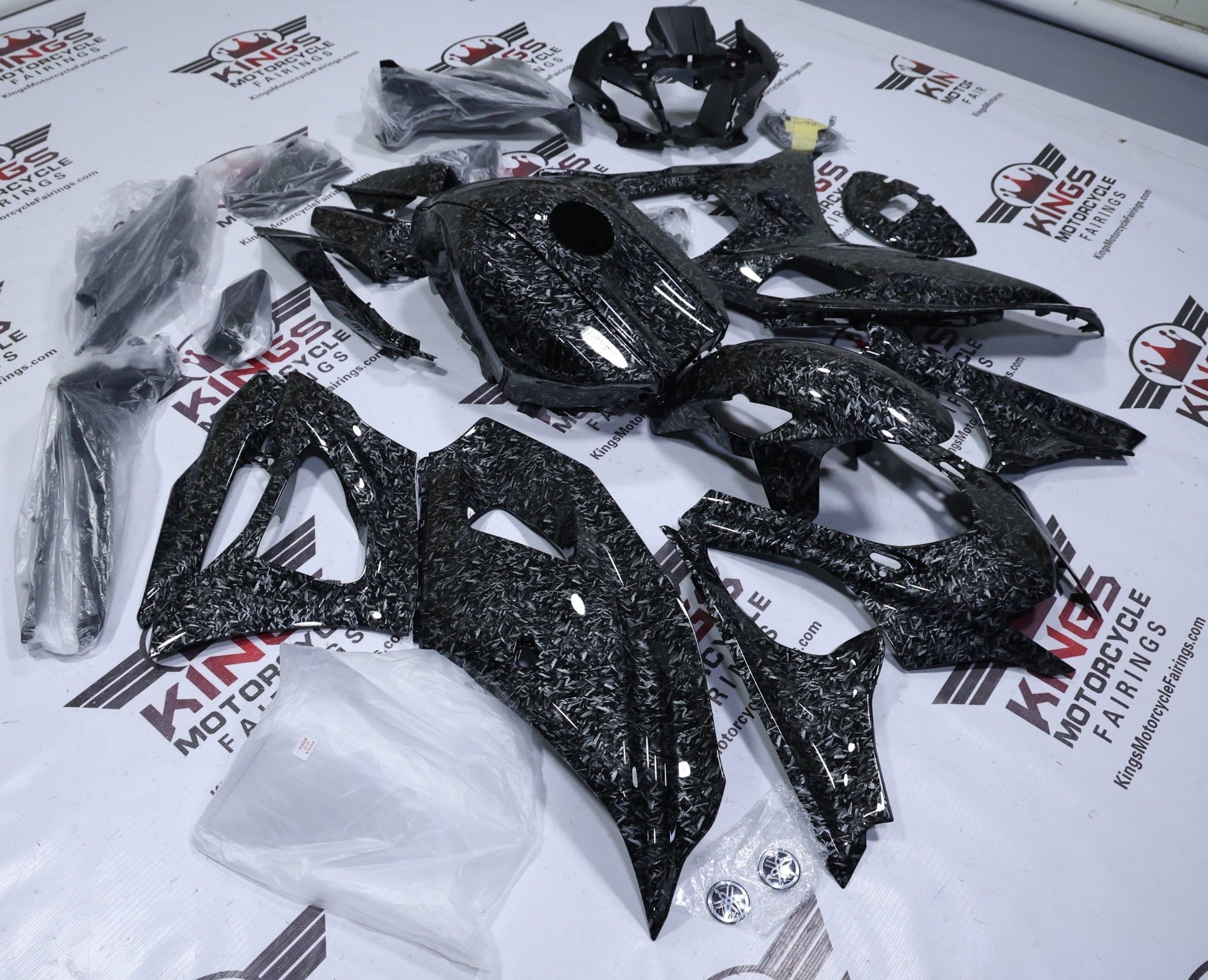 Yamaha R7 Fairings (2021-2025) All Faux Forged Carbon Fiber at KingsMotorcycleFairings.com