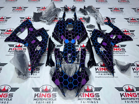 Yamaha R7 Fairings (2021-2025) Black Chameleon Honeycomb at KingsMotorcycleFairings.com