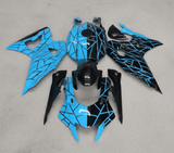 Yamaha R7 Fairing Kit (2021-2025) Black, Light Blue Split Stripes at KingsMotorcycleFairings.com