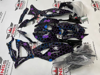 Yamaha R7 Fairings (2021-2025) Black, Purple, Blue Honeycomb from KingsMotorcycleFairings.com