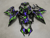 Yamaha R7 Fairings (2021-2025) Black, Purple, Green Graffiti at KingsMotorcycleFairings.com