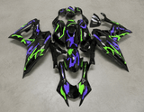 Yamaha R7 Fairings (2021-2025) Black, Purple, Green Graffiti from KingsMotorcycleFairings.com
