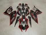 Yamaha R7 Fairings (2021-2025) Black, Red Stripe at KingsMotorcycleFairings.com