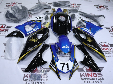 Yamaha R7 Fairings (2021-2025) Blue, Black, Gold at KingsMotorcycleFairings.com