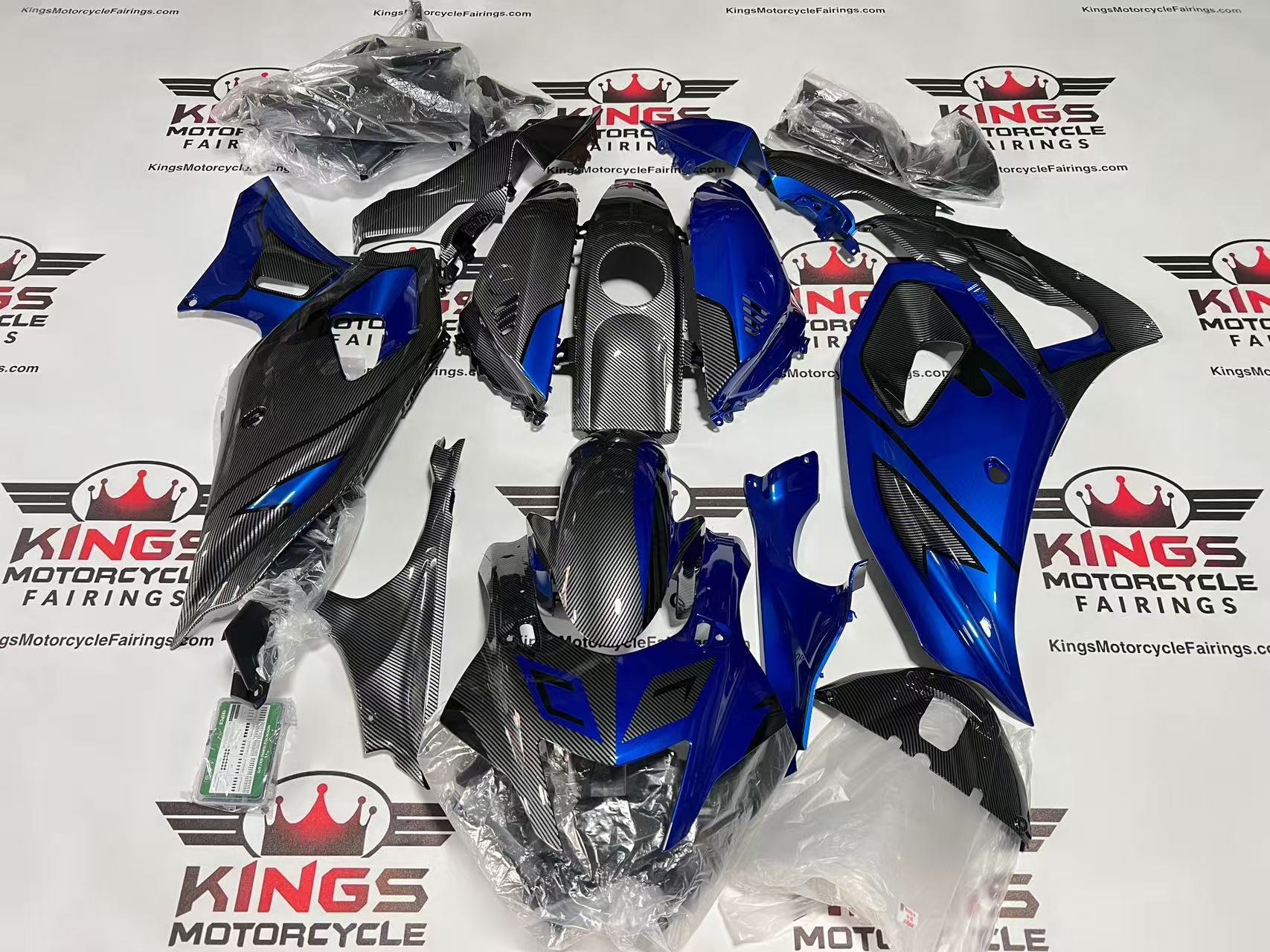 Yamaha R7 Fairings (2021-2025) Faux Carbon Fiber, Blue at KingsMotorcycleFairings.com