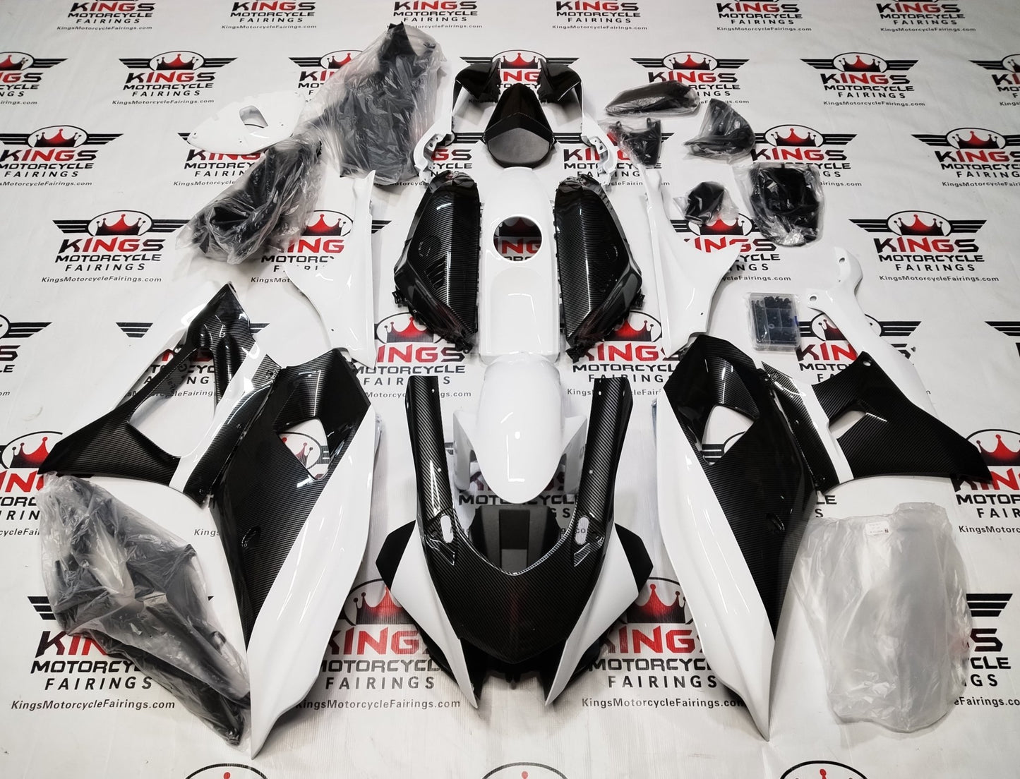 Yamaha R7 Fairings (2021-2025) Faux Carbon Fiber, White at KingsMotorcycleFairings.com