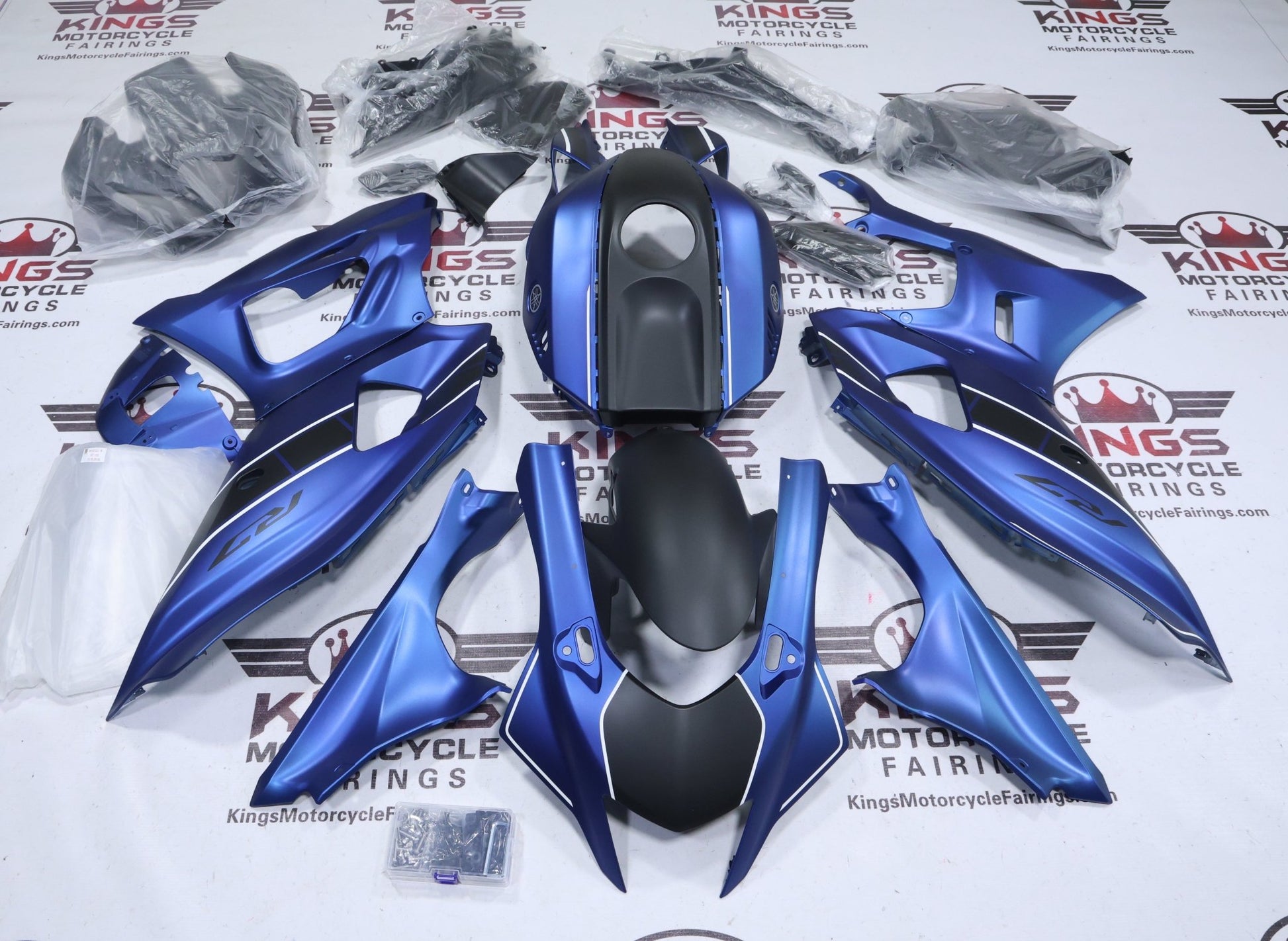 Yamaha R7 Fairings (2021-2025) Matte Blue, Black, White at KingsMotorcycleFairings.com