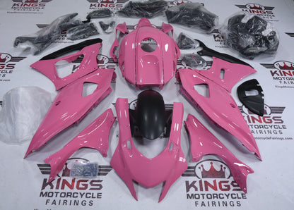 Yamaha R7 Fairings (2021-2025) Pink Gloss, Matte Black from KingsMotorcycleFairings.com