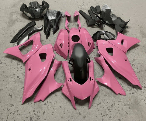 Yamaha R7 Fairings (2021-2025) Pink, Matte Black at KingsMotorcycleFairings.com