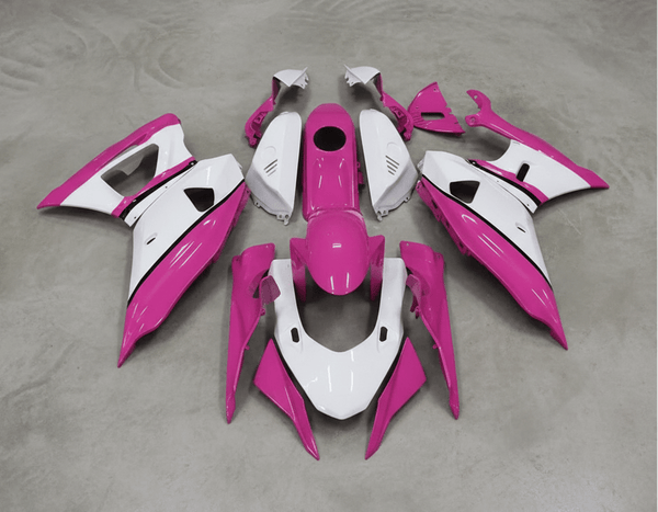 Yamaha R7 Fairings (2021-2025) Pink, White, Black Stripe at KingsMotorcycleFairings.com