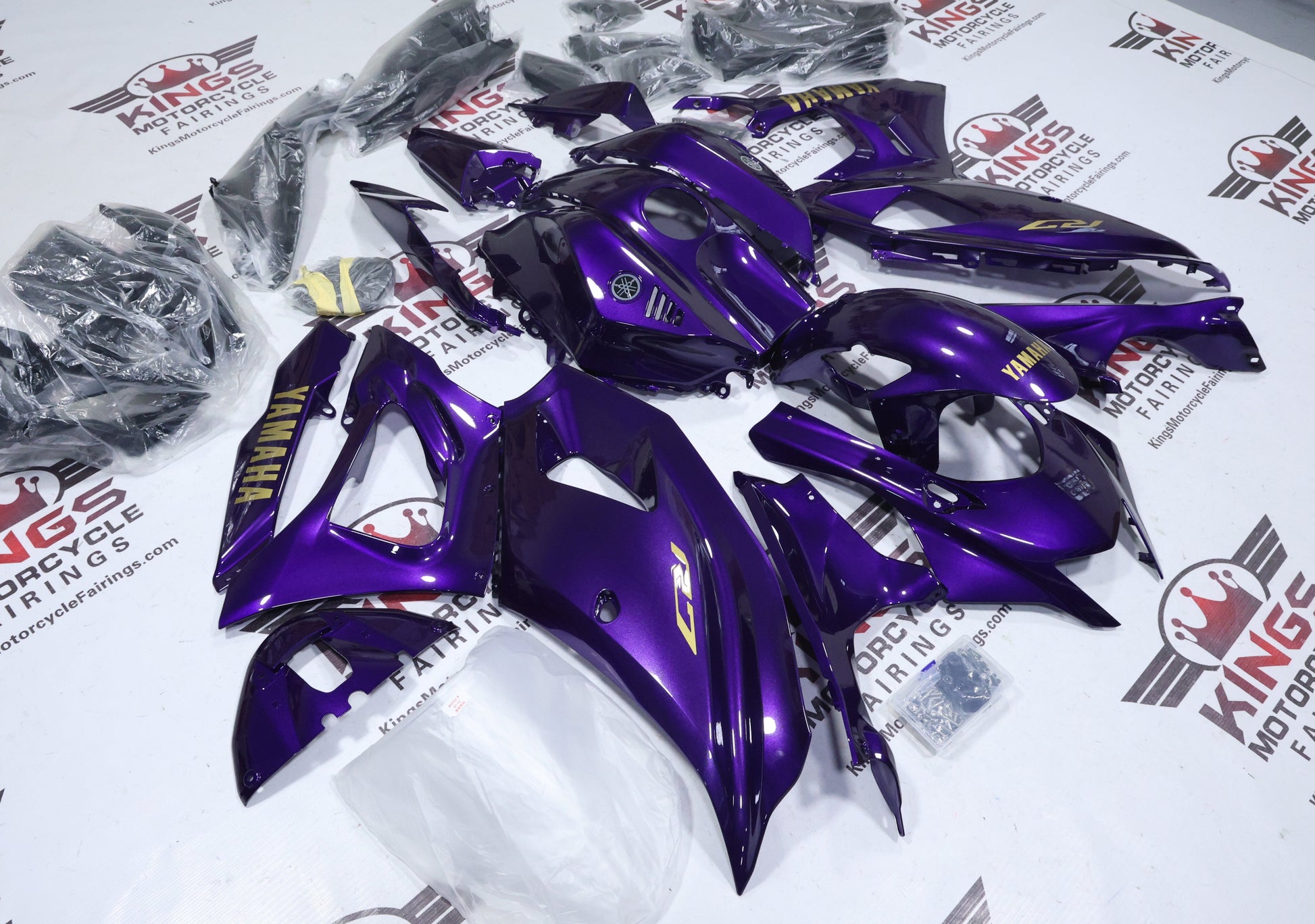 Yamaha R7 Fairings (2021-2025) Purple Gloss, Gold at KingsMotorcycleFairings.com