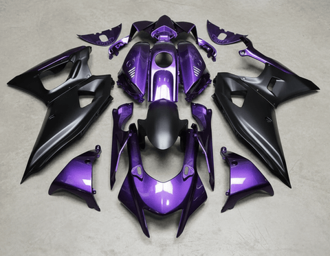 Yamaha R7 Fairings (2021-2025) Purple, Matte Black from KingsMotorcycleFairings.com