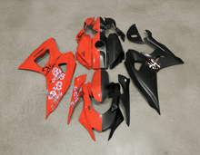Yamaha R7 Fairings (2021-2025) Red, Matte Black, Split Flowers at KingsMotorcycleFairings.com