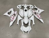 Yamaha R7 Fairings (2021-2025) White Flower Blossoms at KingsMotorcycleFairings.com