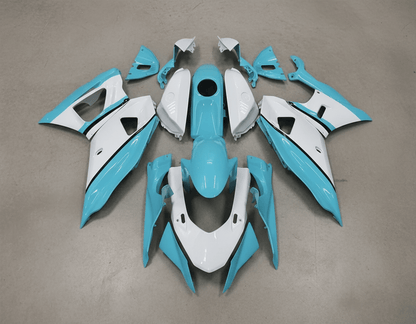 Yamaha R7 Fairings (2021-2025) White, Turquoise Blue at KingsMotorcycleFairings.com