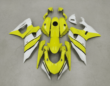 Yamaha R7 Fairings (2021-2025) Yellow, White, Black Stripe at KingsMotorcycleFairings.com