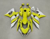 Yamaha R7 Fairings (2021-2025) Yellow, White, Black Stripe at KingsMotorcycleFairings.com