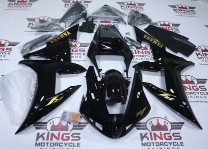 Yamaha YZF-R1 Fairings (2002-2003) Black, Gold Gloss at KingsMotorcycleFairings.com