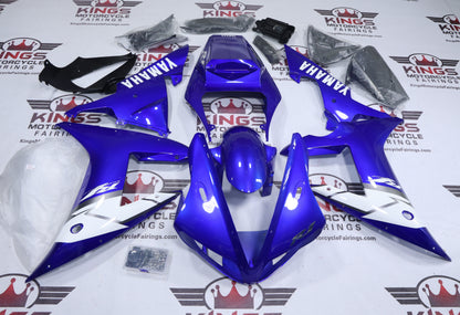 Yamaha YZF-R1 Fairings (2002-2003) Blue, White, Silver Stripe at KingsMotorcycleFairings.com